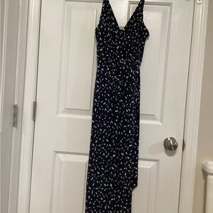 Elegant Navy Blue Patterned Dress